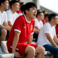 球迷在球场看台为球队加油助威的画面